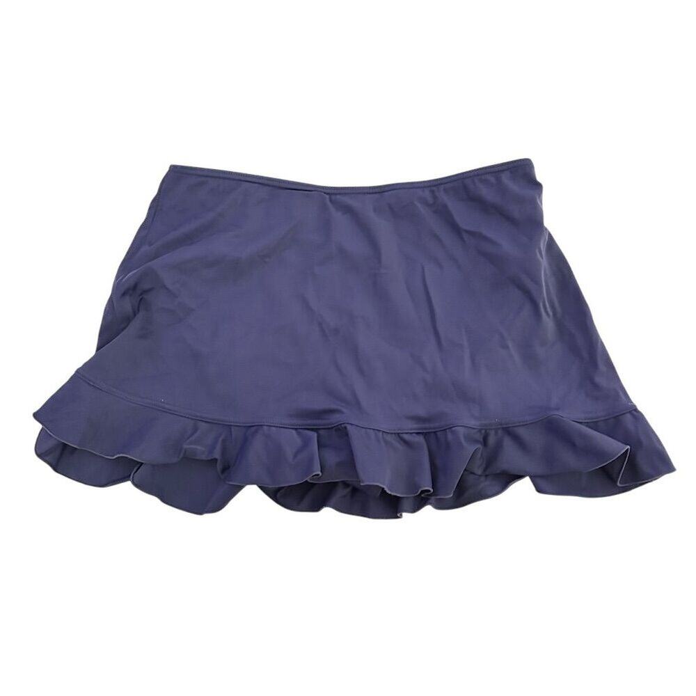 A Shore Fit Women's Ruffle Hem‎ Swim Skirt Size 10 Navy Blue